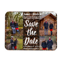 Embossed Leather 4 Photos Save the Date Wedding