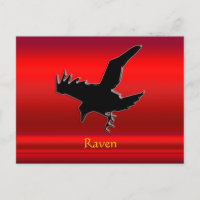Embossed-look black Raven on red chrome-effect