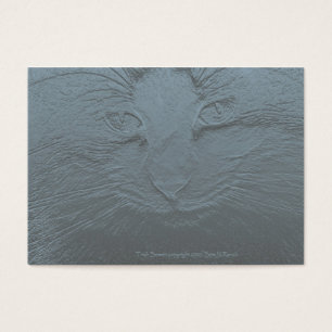 Embossed Look Cat Face Grey Blue