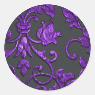 Embossed Look Damask Classic Round Sticker