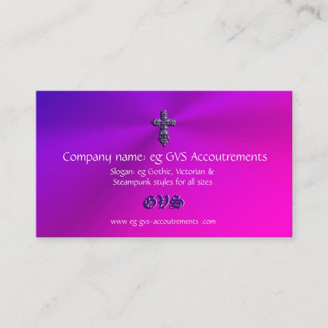 Embossed-look Gothic Cross logo with Monogram Business Card (Front)