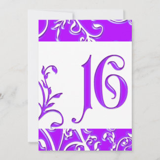 Embossed Look Purple Sweet 16 Birthday Invitation