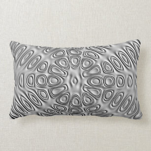 Embossed Look Silver Grey Metal Sand Flower Lumbar Cushion