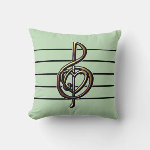 Embossed Look Treble Clef and Heart Any Colour Min Cushion