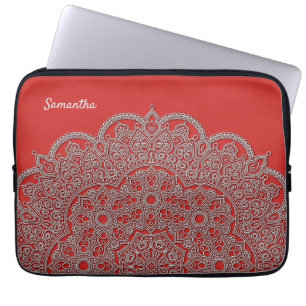 Embossed Looking White Mandala Laptop Case