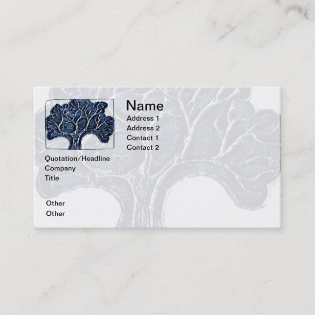 Embossed Metal Tree - Blue Business Card (Front)