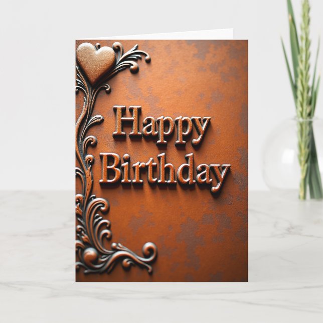 Embossed Metallic Birthday Card (Front)