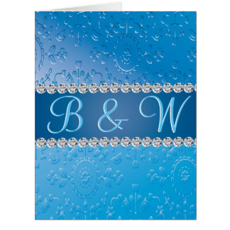 Embossed Monogram Blue Flower