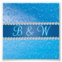 Embossed Monogram Blue Flower