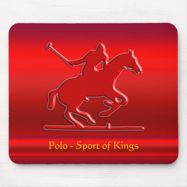 Embossed Polo Pony and Rider, red chrome-look Mouse Pad (Front)