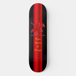 Embossed Polo Pony and Rider, red chrome-look Skateboard