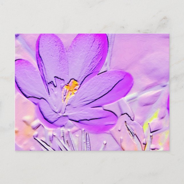 Embossed Purple Crocus Postcard (Front)