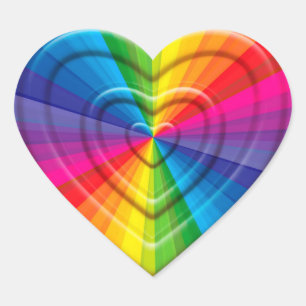 Embossed Rainbow Heart Sticker