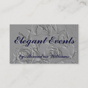 "Embossed Roses in Grey" Business Card