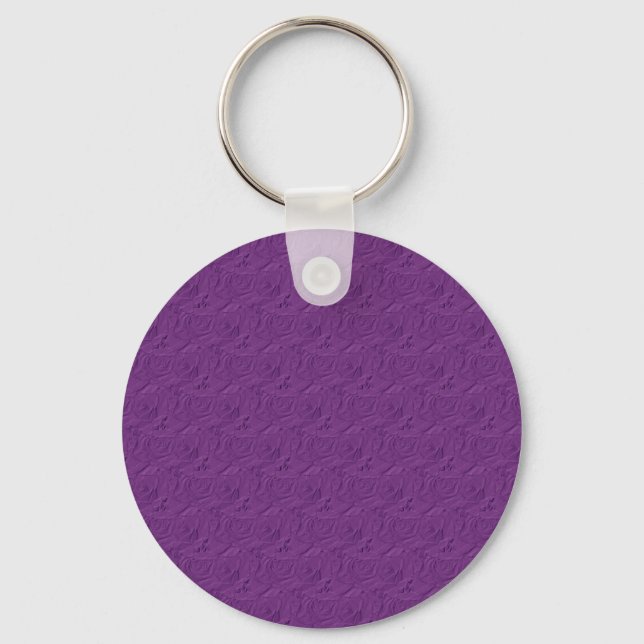 Embossed Roses Lavender Purple Key Ring (Front)