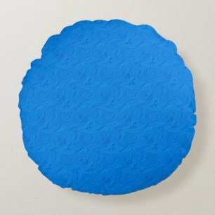 Embossed Roses, Light Blue - Round Throw Pillow