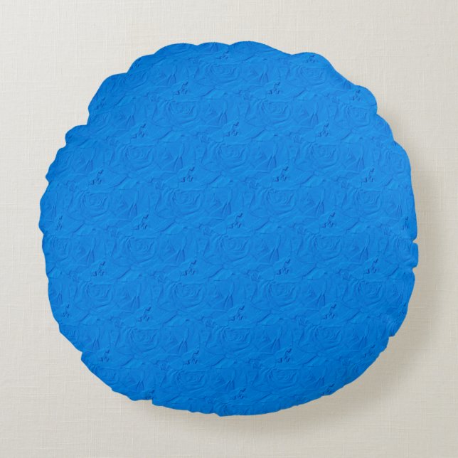 Embossed Roses, Light Blue - Round Throw Pillow (Front)