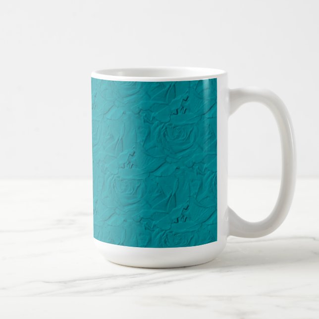 Embossed Roses TEAL Coffee Mug (Right)