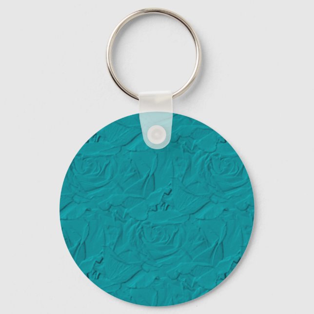 Embossed Roses Teal Keychain (Front)