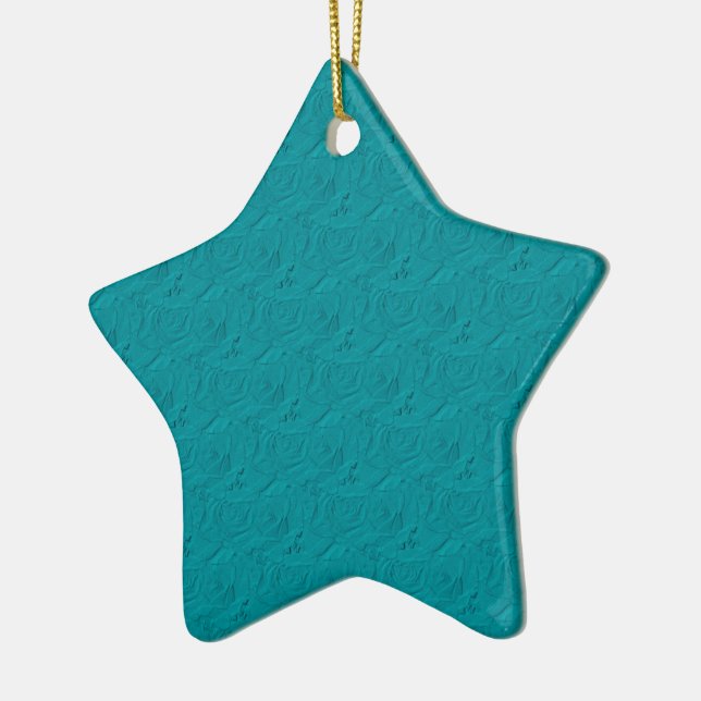 Embossed Roses Teal Ornament (Left)