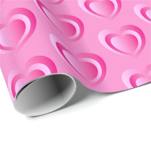 Embossed satin heart - rose pink wrapping paper
