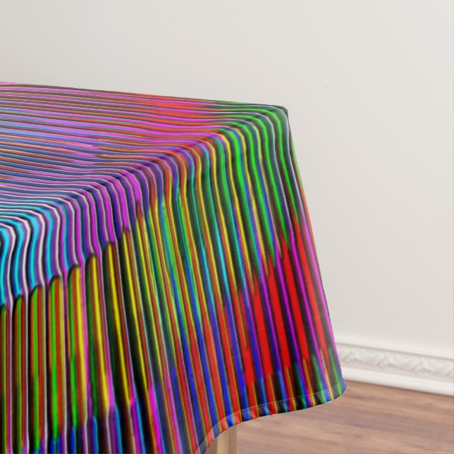Embossed spiral rainbow and messy stripes tablecloth (In Situ)