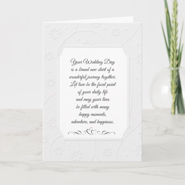 Embossed White Wedding  Card (Front)