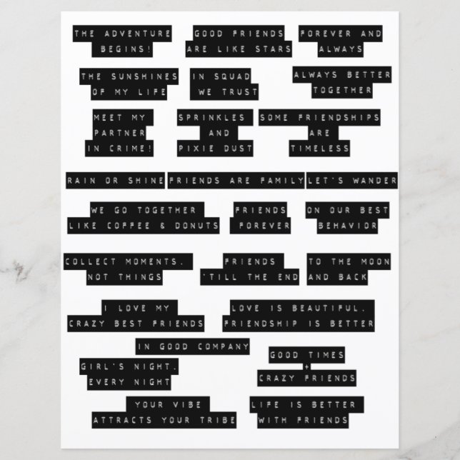 Embossed Words To Cut Out Junk Journal Friendship  (Front)