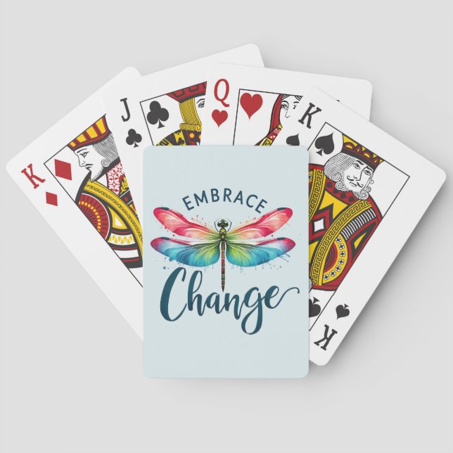 Embrace Change - Artistic Dragonfly Playing Cards (Back)