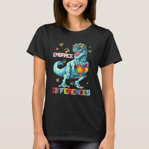 Embrace Difference  Dinosaur Puzzle Autism Awarene T-Shirt