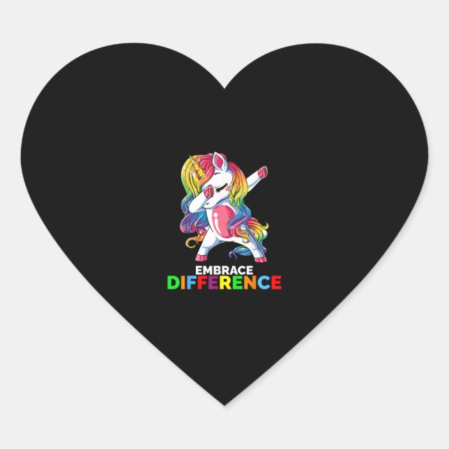 Embrace Difference Unicorn Autism Awareness Divers Heart Sticker (Front)