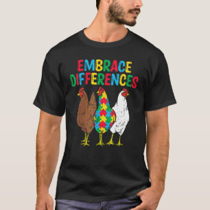 Embrace Differences 3 Chickens Puzzle Autism Aware T-Shirt