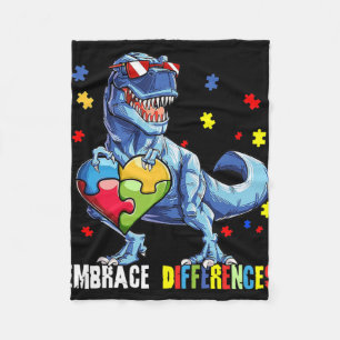 Embrace Differences Asd Spectrum Dinosaur Autism A Fleece Blanket