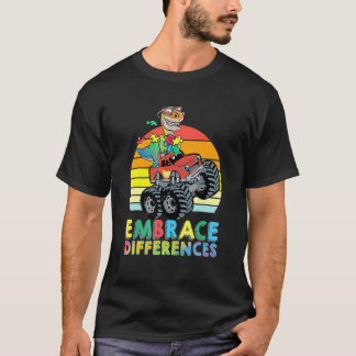 Embrace Differences Autism dinosaur Monster Truck T-Shirt