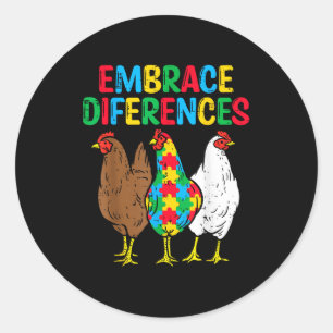 Embrace Differences Chicken Puzzle Autism Awarenes Classic Round Sticker