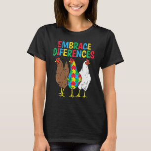 Embrace Differences Chicken Puzzle Autism Awarenes T-Shirt