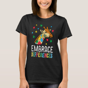 Embrace Differences Giraffe Puzzle Autism Awarenes T-Shirt