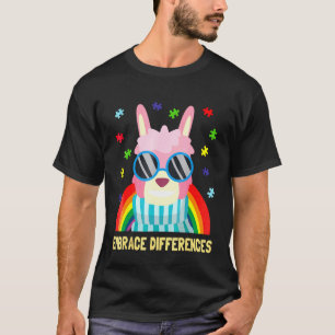 Embrace Differences Llama Autism Awareness Alpaca T-Shirt