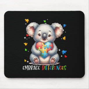 Embrace Differences Puzzle Heart Koala Autism Awar Mouse Pad