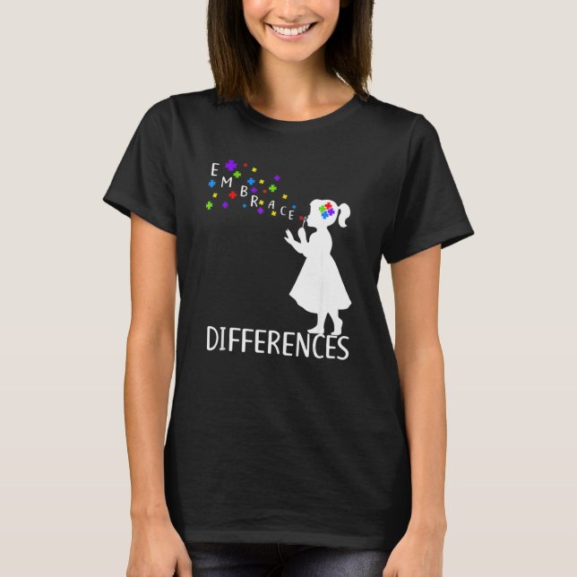 Embrace Differences   Support Autism Awareness Day T-Shirt (Front)
