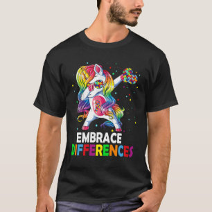 Embrace Differences Unicorn Dabbing Puzzle Autism  T-Shirt