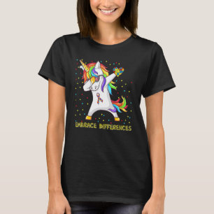 Embrace Differences Unicorn Dabbing Puzzle Autism  T-Shirt