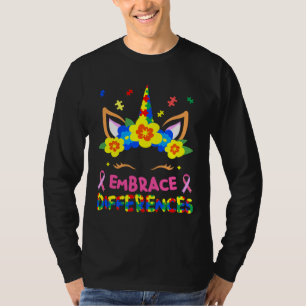 Embrace Differences Unicorn Face Autism Awareness T-Shirt