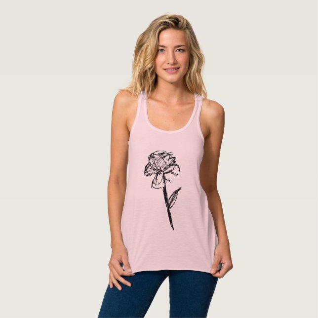 Embrace Elegance with Our Hand-Drawn Rose Sketch Singlet (Front Full)