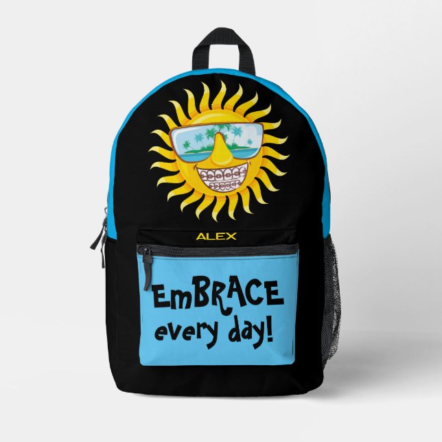 Embrace Every Day Braces Fun Personalised Printed Backpack (Front)