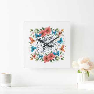 Embrace Every Second Square Wall Clock