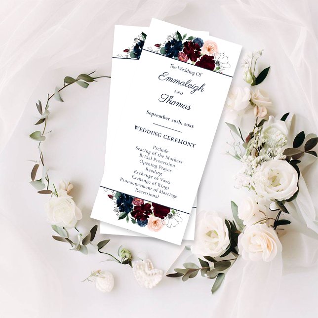 Embrace Floral Wedding | Burgundy Navy Blue Programme (Creator Uploaded)