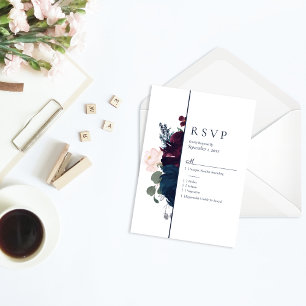 Embrace Florals RSVP Wedding Burgundy Navy Blue