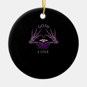Embrace Goth Skeleton Heart Artistic Style Ceramic Tree Decoration
