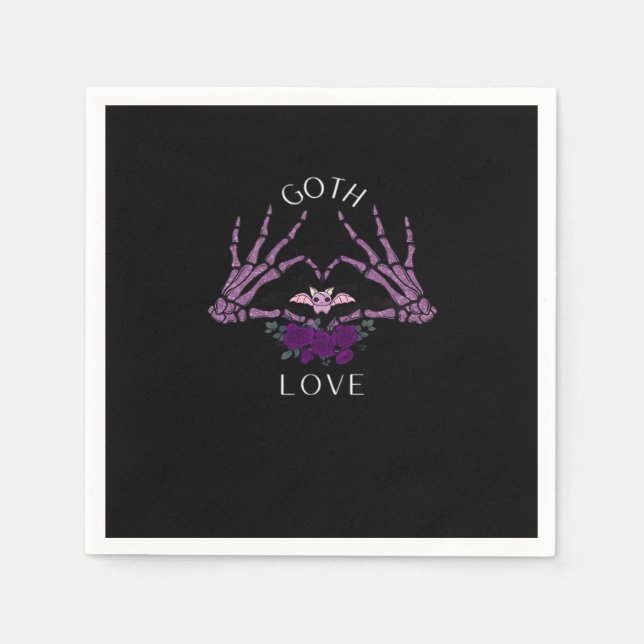Embrace Goth Skeleton Heart Napkin (Front)